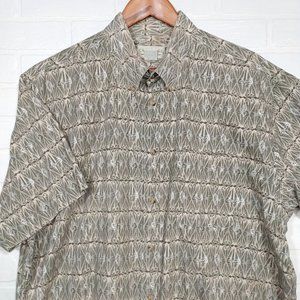 Crossings men's olive color tropical print short sleeve button shirt XL